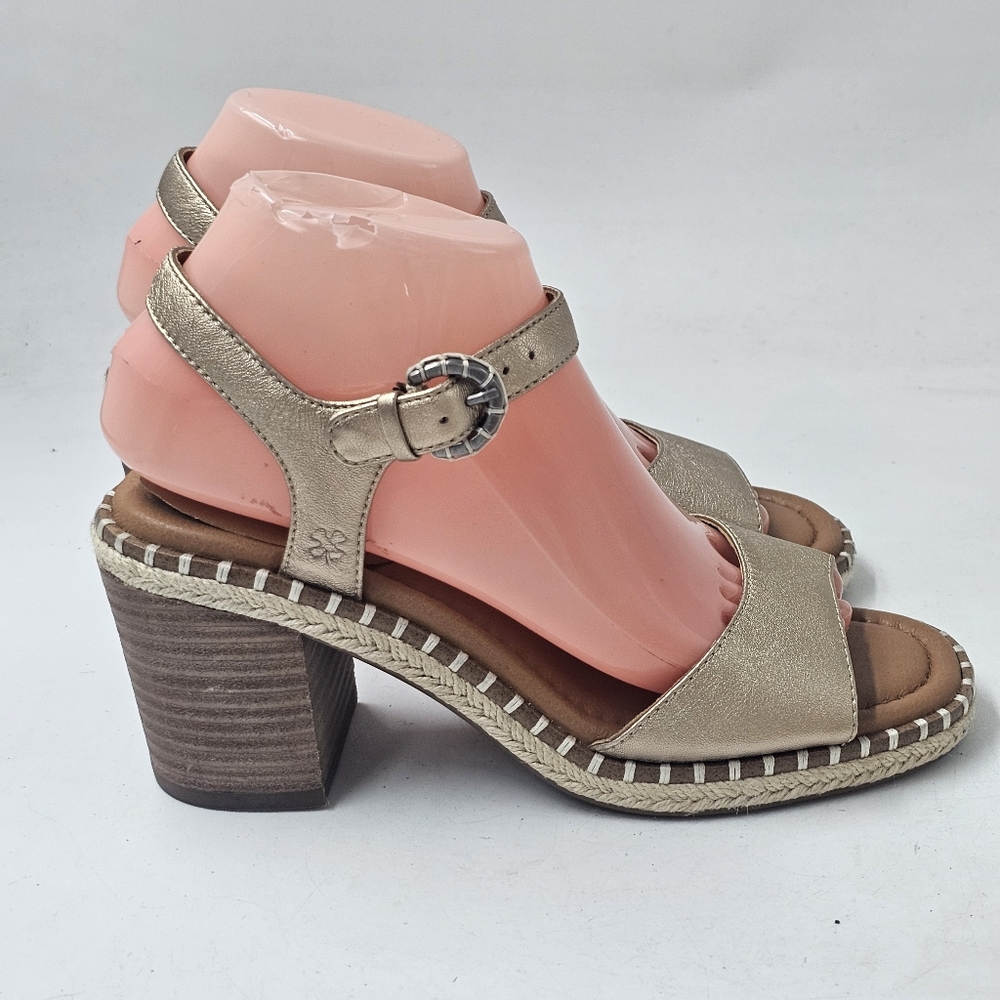 Lucky Brand Jennyl Metallic Espadrille Block Heel Sandals Stardust Size 7.5 - Picture 4 of 10